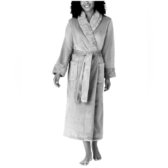 Carole Hochman Plush Robe Women's Medium Grey Sleepwear Lounge Robe New! - Picture 2 of 11